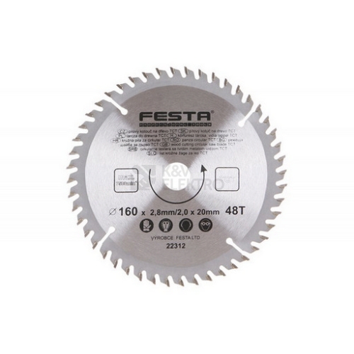 Pilový kotouč na dřevo SK 160/2,8/20mm 48T 22312