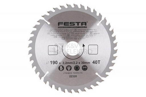 Obrázek produktu Pilový kotouč na dřevo SK 190/3,2/30mm 40T 22320 0