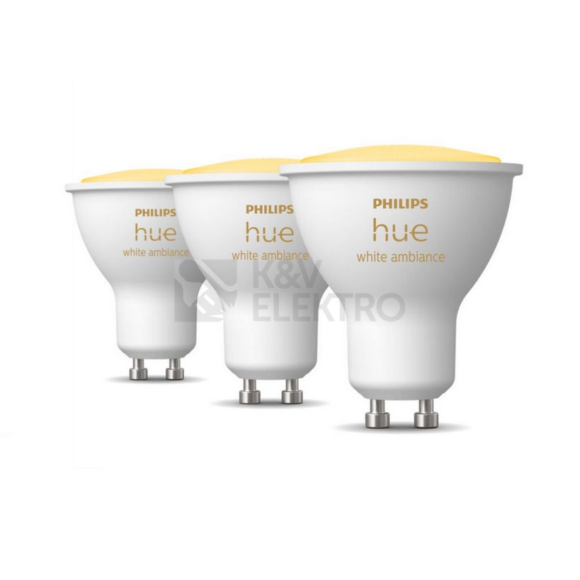 Obrázek produktu LED žárovka GU10 Philips Hue 3ks 4,3W (50W) White Ambiance (2200-6500K) stmívatelná 0