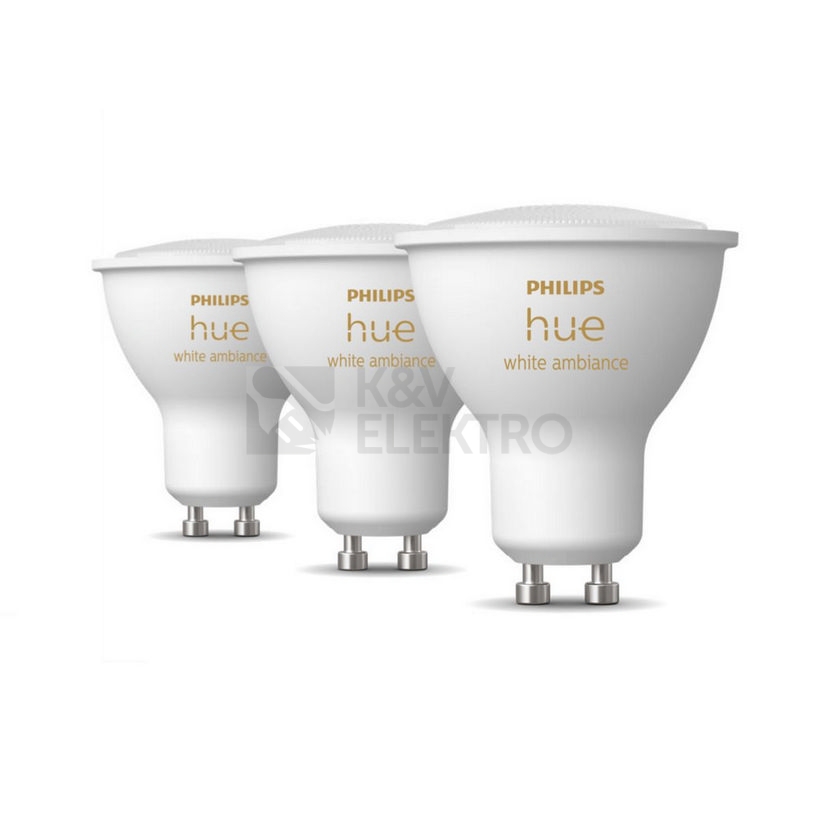 Obrázek produktu LED žárovka GU10 Philips Hue 3ks 4,3W (50W) White Ambiance (2200-6500K) stmívatelná 1
