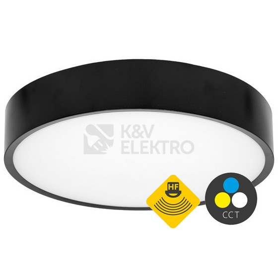 Obrázek produktu Stropní LED svítidlo Ecolite MARTIN WMAT350/HF-25W/CR 3000/4000K černá IP65 s pohybovým čidlem 0