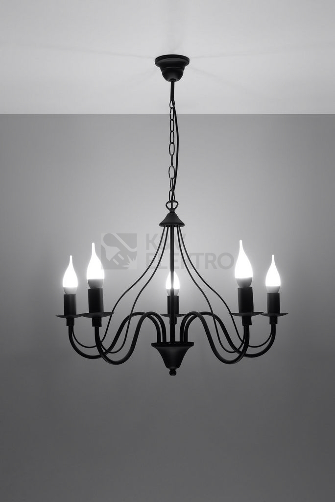 Obrázek produktu Lustr SOLLUX Minerwa 5 E14 5x40W bez zdroje SL.0218 černá 2