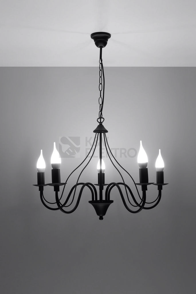 Obrázek produktu Lustr SOLLUX Minerwa 5 E14 5x40W bez zdroje SL.0218 černá 2