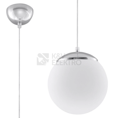 Lustr SOLLUX Ugo 20cm E27 1x60W bez zdroje SL.0263 bílé sklo/chrom
