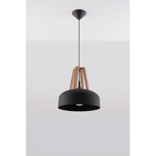 Lustr SOLLUX Casco E27 1x60W bez zdroje SL.0390 přírodní dřevo a ocel černá (obrázek 5)