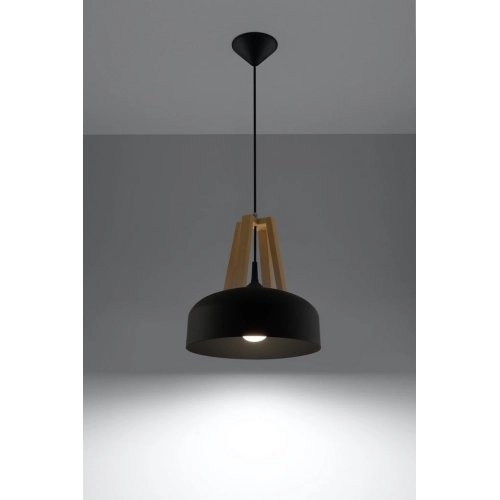 Lustr SOLLUX Casco E27 1x60W bez zdroje SL.0390 přírodní dřevo a ocel černá (obrázek 4)