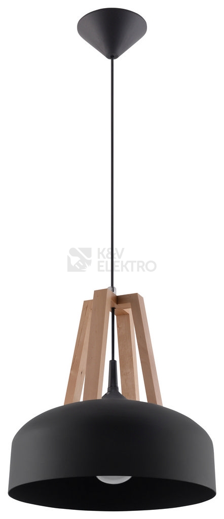 Obrázek produktu  Lustr SOLLUX Casco E27 1x60W bez zdroje SL.0390 přírodní dřevo a ocel černá 0