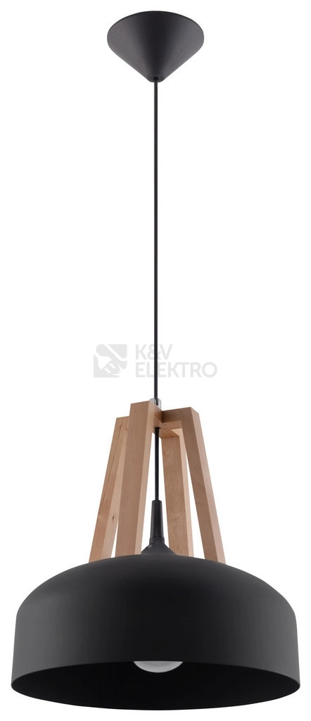 Obrázek produktu Lustr SOLLUX Casco E27 1x60W bez zdroje SL.0390 přírodní dřevo a ocel černá 0