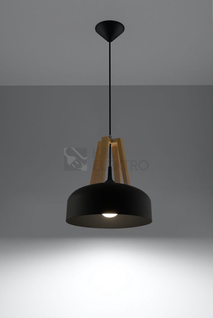 Obrázek produktu  Lustr SOLLUX Casco E27 1x60W bez zdroje SL.0390 přírodní dřevo a ocel černá 2