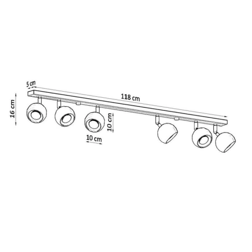 Stropní bodové svítidlo SOLLUX Oculare 6l GU10 6x40W bez zdroje SL.0442 bílá (obrázek 4)