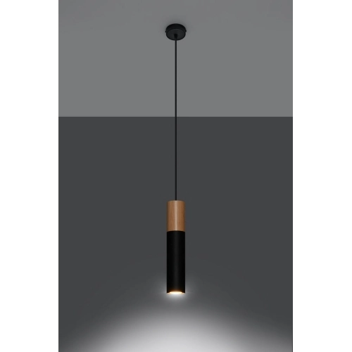 Lustr SOLLUX Pablo GU10 1x40W bez zdroje SL.0632 přírodní dřevo a ocel černá (obrázek 3)