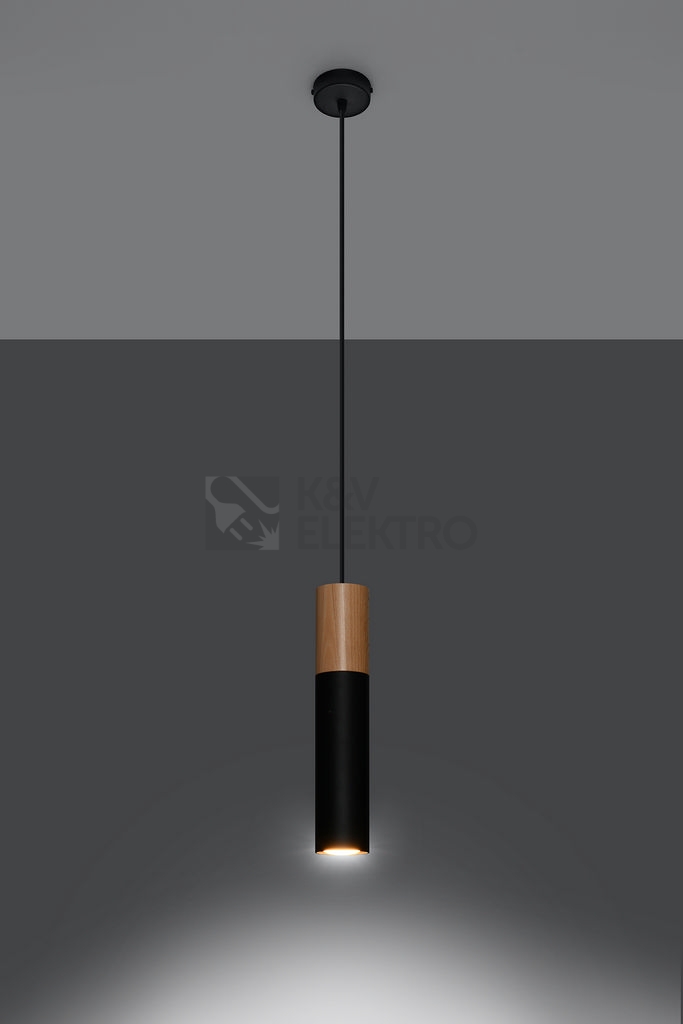 Obrázek produktu Lustr SOLLUX Pablo GU10 1x40W bez zdroje SL.0632 přírodní dřevo a ocel černá 2