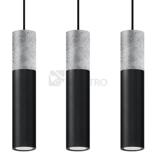 Lustr SOLLUX Borgio 3 GU10 3x40W bez zdroje SL.0652 beton a ocel černá