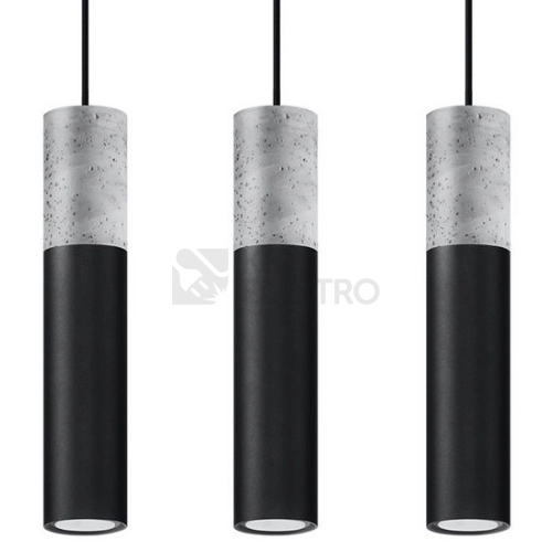 Lustr SOLLUX Borgio 3 GU10 3x40W bez zdroje SL.0652 beton a ocel černá