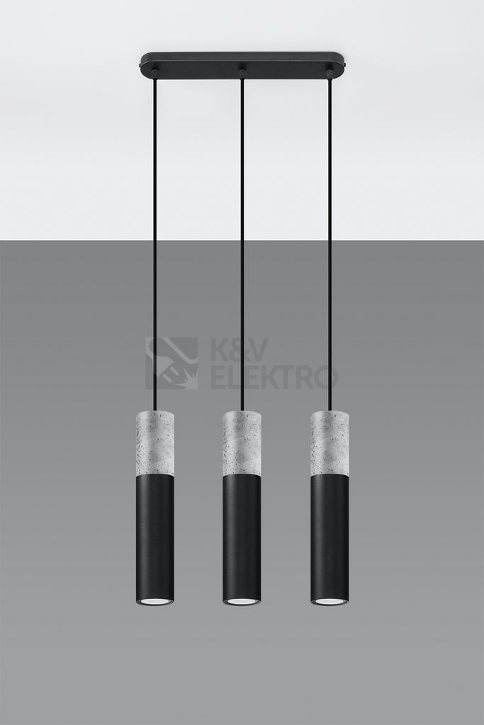 Obrázek produktu Lustr SOLLUX Borgio 3 GU10 3x40W bez zdroje SL.0652 beton a ocel černá 1