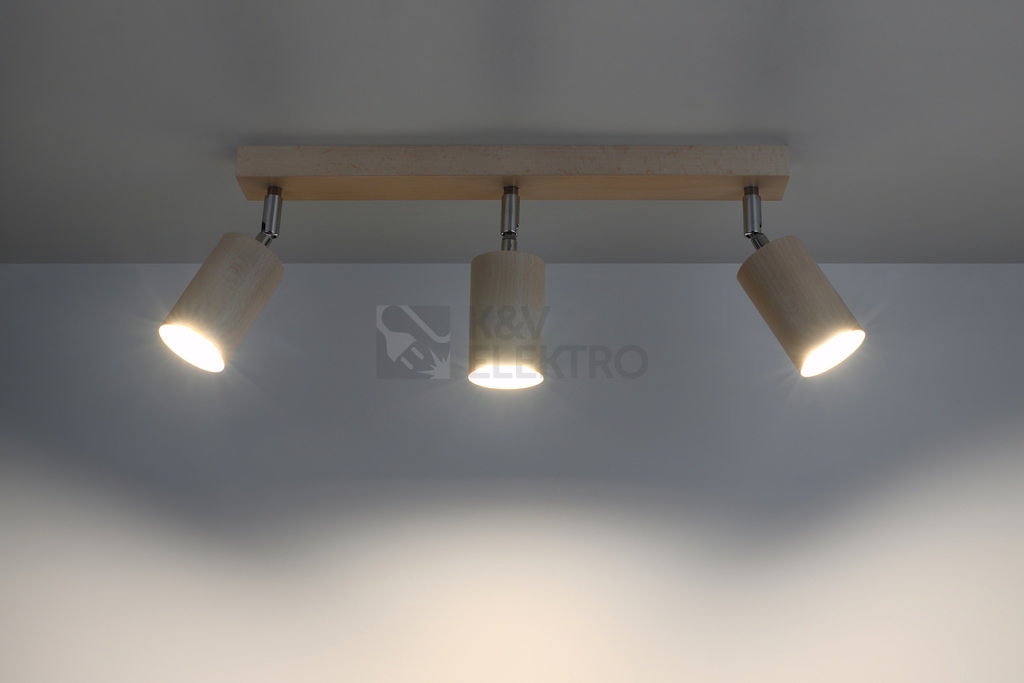 Obrázek produktu Bodové svítidlo SOLLUX Berg 3 GU10 3x40W bez zdroje SL.0703 přírodní dřevo 2