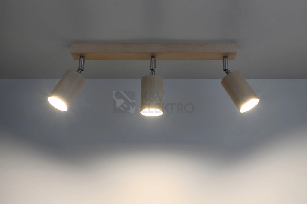 Obrázek produktu Bodové svítidlo SOLLUX Berg 3 GU10 3x40W bez zdroje SL.0703 přírodní dřevo 2