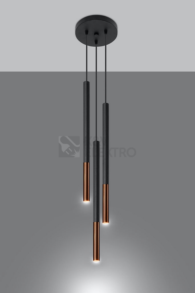Obrázek produktu Lustr SOLLUX Mozaica 3p G9 3x40W bez zdroje SL.0890 černá/měď 2