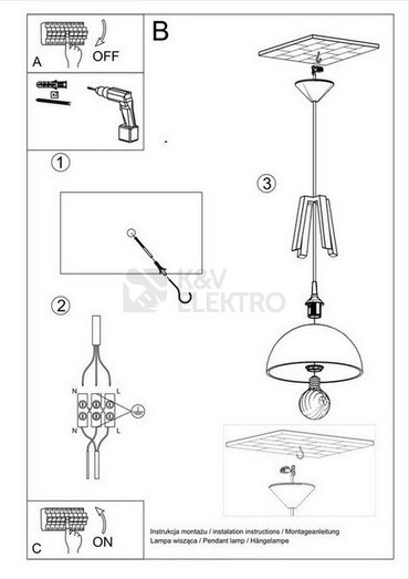 Obrázek produktu Závěsné svítidlo Sollux SL.0387 E27 60W bílá/černá 4