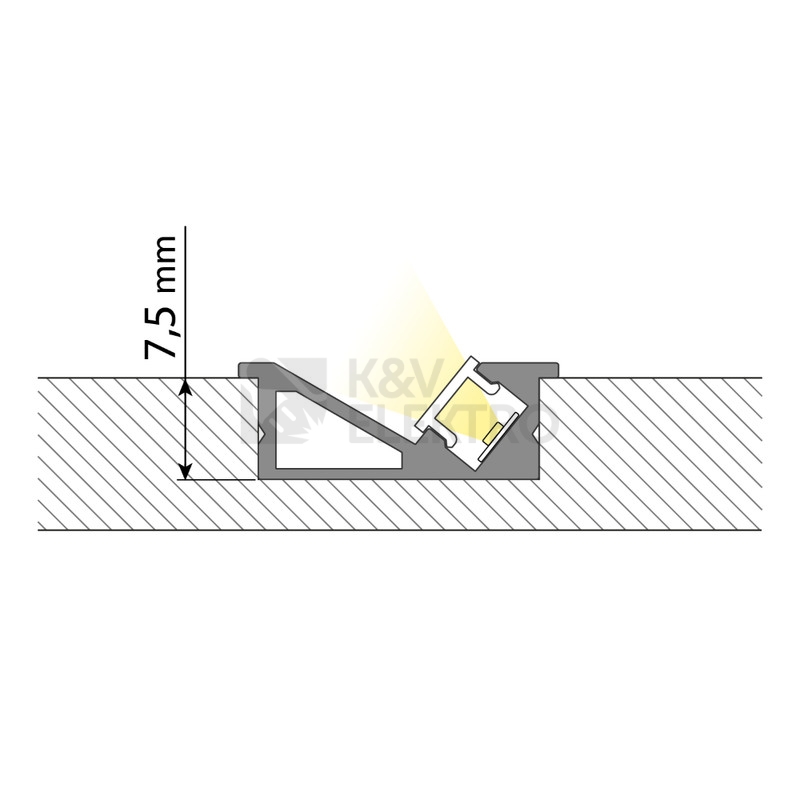 Obrázek produktu Vestavný hliníkový profil McLED VE 24x10mm s mléčným difuzorem 2M ML-761.029.74.2 1