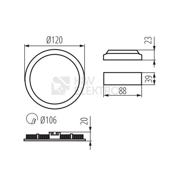 Obrázek produktu Podhledové LED svítidlo Kanlux ROUNDA V2LED 6W-WW-B teplá bílá 33562 5