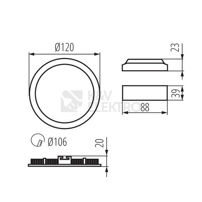 Obrázek produktu Podhledové LED svítidlo Kanlux ROUNDA V2LED 6W-WW-B teplá bílá 33562 5