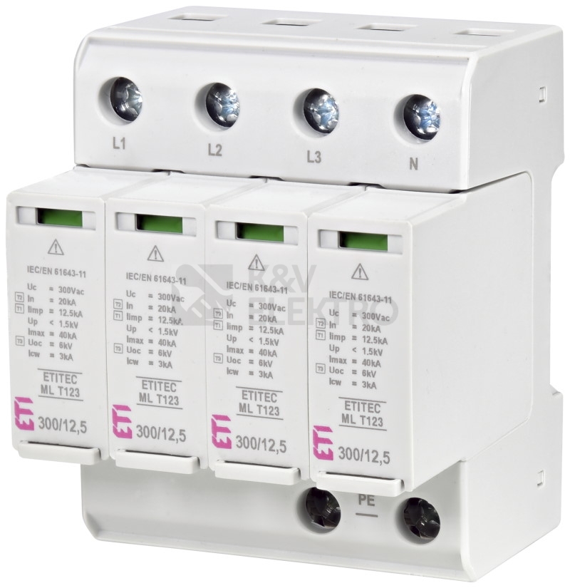 Obrázek produktu Svodič přepětí ETI ETITEC ML T123 300/12,5 4+0 TNC-S 002440667 0