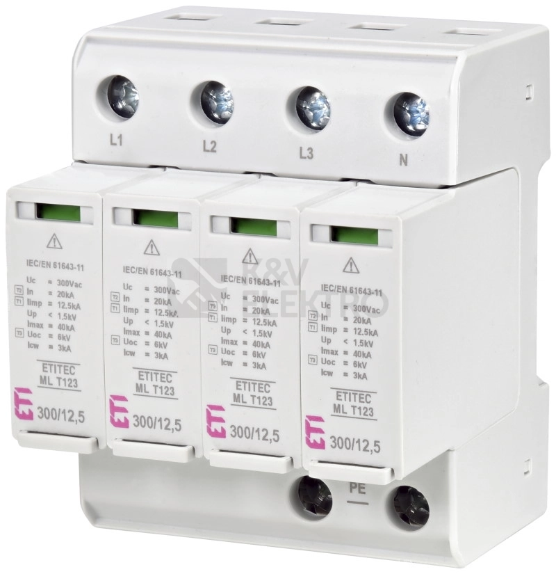 Obrázek produktu Svodič přepětí ETI ETITEC ML T123 300/12,5 4+0 TNC-S 002440667 0
