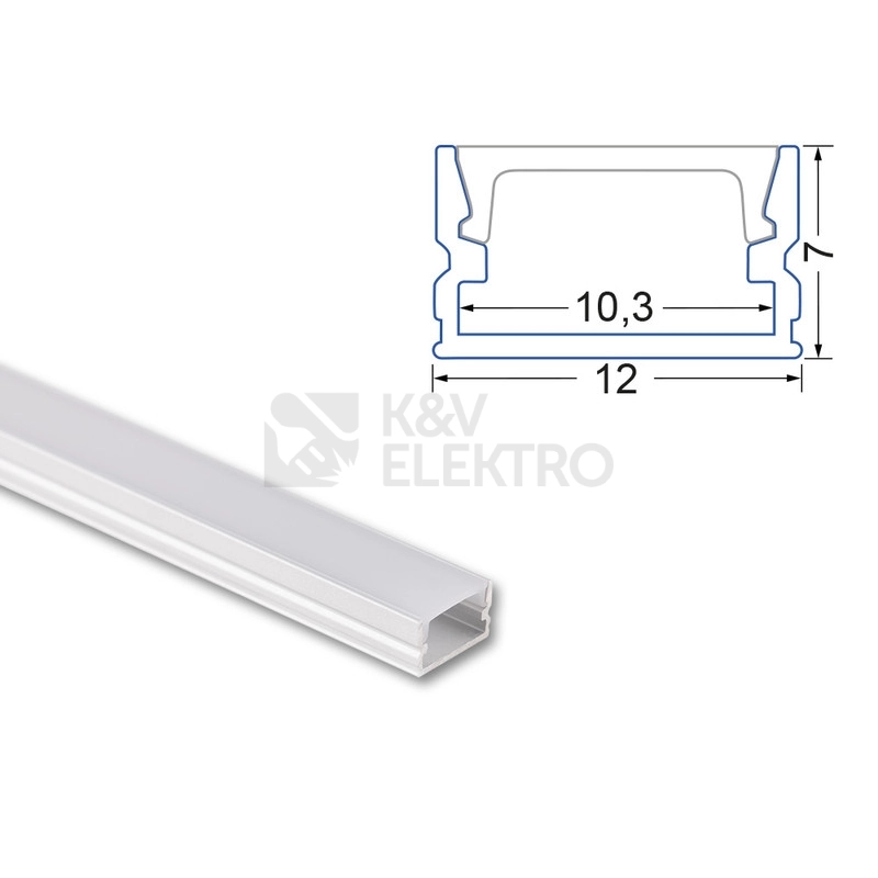 Obrázek produktu Přisazený hliníkový profil McLED PM 12x7mm včetně mléčného difuzoru 2m ML-761.010.74.2 5