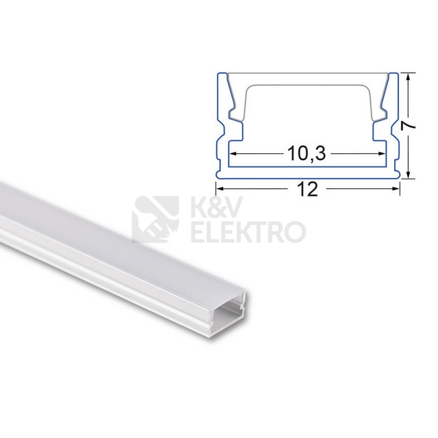 Obrázek produktu Přisazený hliníkový profil McLED PM 12x7mm včetně mléčného difuzoru 2m ML-761.010.74.2 10