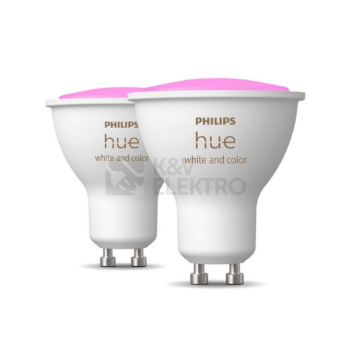  LED žárovka GU10 Philips Hue 2ks 4,3W (50W) White and Color Ambiance (2000-6500K/RGB) stmívatelná 8719514340084