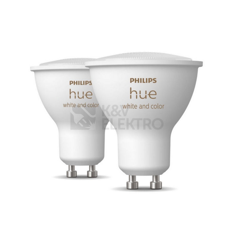 Obrázek produktu  LED žárovka GU10 Philips Hue 2ks 4,3W (50W) White and Color Ambiance (2000-6500K/RGB) stmívatelná 8719514340084 1