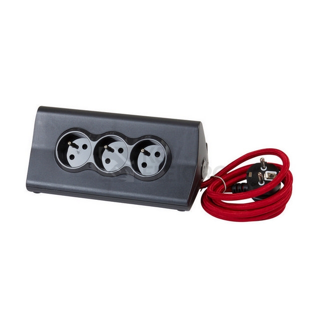 Obrázek produktu Prodlužovací kabel 1,5m 3zásuvky USB A+A s vypínačem se stojanem na tablet Legrand 50411 černá 1