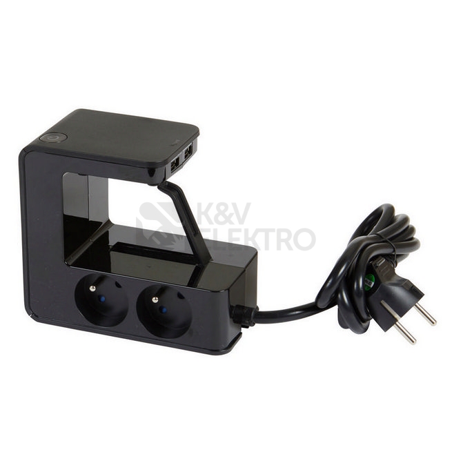 Obrázek produktu Připínací prodlužovací kabel 1,5m 4zásuvky USB A+A s vypínačem Legrand 50412 černá 1