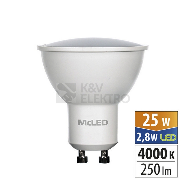 Obrázek produktu LED žárovka GU10 McLED 2,8W (25W) neutrální bílá (4000K), reflektor 110° ML-312.157.87.0 0