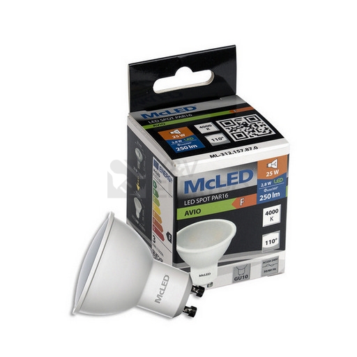 Obrázek produktu LED žárovka GU10 McLED 2,8W (25W) neutrální bílá (4000K), reflektor 110° ML-312.157.87.0 2