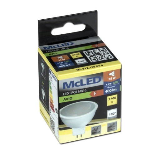 LED žárovka GU5,3 MR16 McLED 4,6W (35W) teplá bílá (2700K), reflektor 12V 100° ML-312.158.87.0 (obrázek 6)