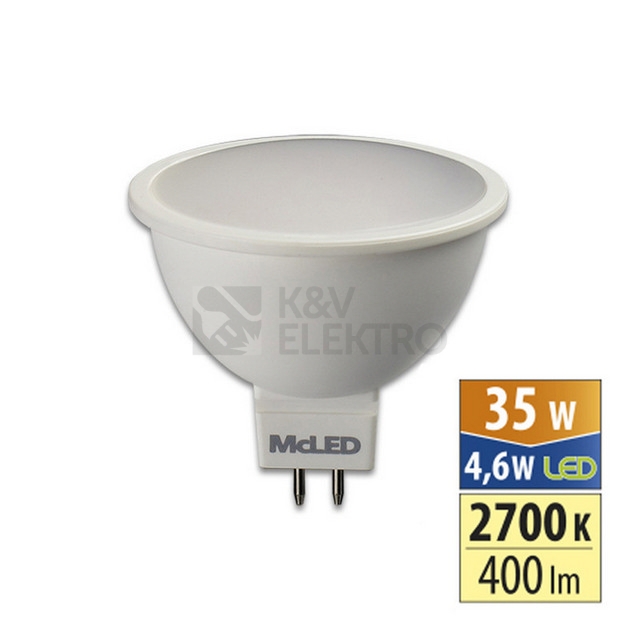 Obrázek produktu LED žárovka GU5,3 MR16 McLED 4,6W (35W) teplá bílá (2700K), reflektor 12V 100° ML-312.158.87.0 0