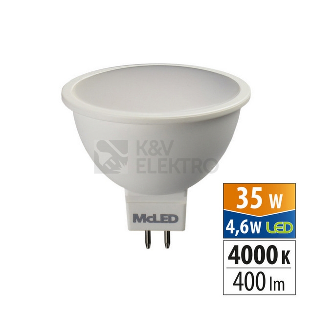 Obrázek produktu LED žárovka GU5,3 MR16 McLED 4,6W (35W) neutrální bílá (4000K), reflektor 12V 100° ML-312.159.87.0 0