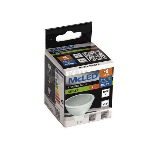 Obrázek produktu LED žárovka GU5,3 MR16 McLED 4,6W (35W) neutrální bílá (4000K), reflektor 12V 100° ML-312.159.87.0 4