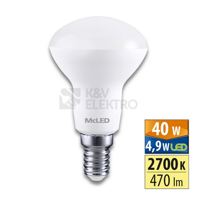 Obrázek produktu  LED žárovka E14 McLED R50 4,9W (40W) teplá bílá (2700K), reflektor 120° ML-317.004.87.0 0