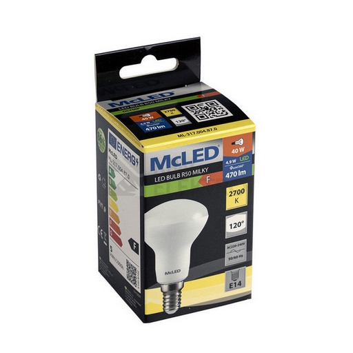 Obrázek produktu  LED žárovka E14 McLED R50 4,9W (40W) teplá bílá (2700K), reflektor 120° ML-317.004.87.0 3