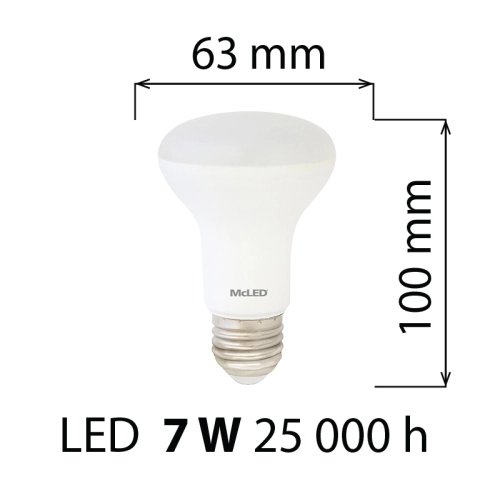 LED žárovka E27 McLED R63 7W (60W) teplá bílá (2700K), reflektor 120° ML-318.004.87.0 (obrázek 6)