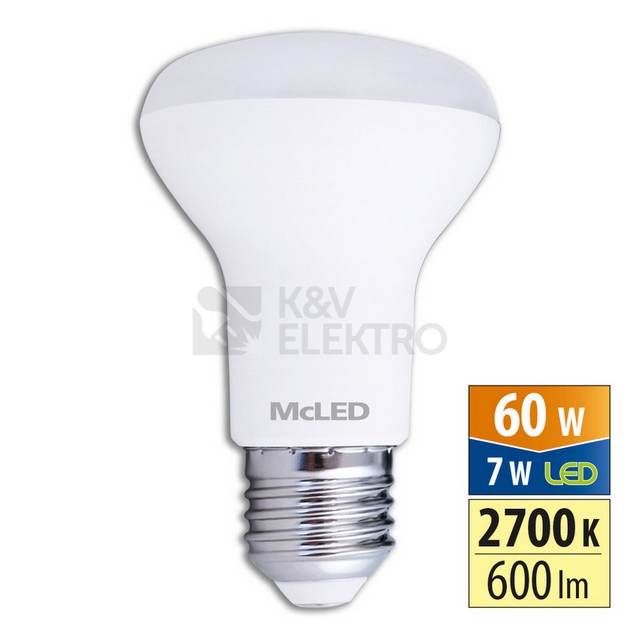 Obrázek produktu LED žárovka E27 McLED R63 7W (60W) teplá bílá (2700K), reflektor 120° ML-318.004.87.0 0