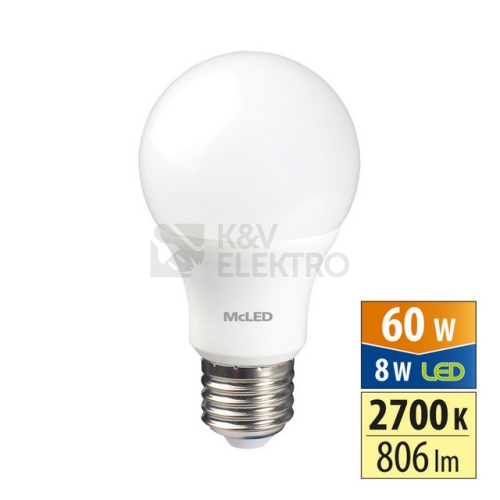 LED žárovka E27 McLED 8W (60W) teplá bílá (2700K) ML-321.094.87.0