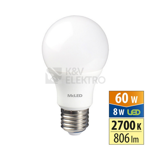 Obrázek produktu LED žárovka E27 McLED 8W (60W) teplá bílá (2700K) ML-321.094.87.0 0