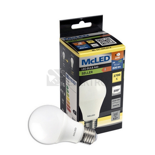 Obrázek produktu LED žárovka E27 McLED 8W (60W) teplá bílá (2700K) ML-321.094.87.0 2