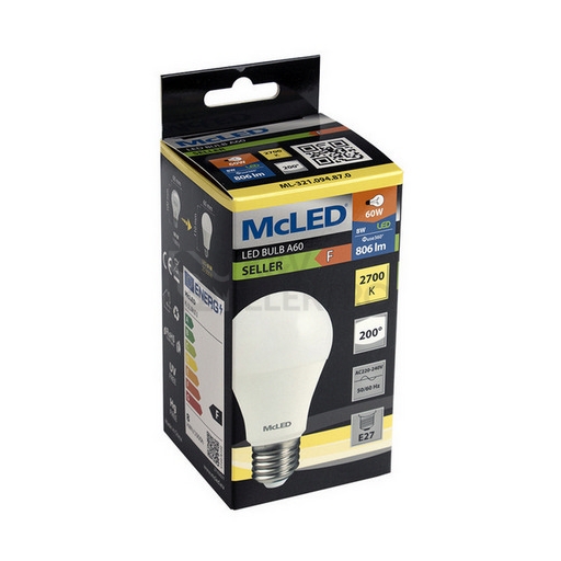 Obrázek produktu LED žárovka E27 McLED 8W (60W) teplá bílá (2700K) ML-321.094.87.0 3