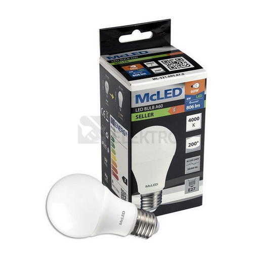 Obrázek produktu LED žárovka E27 McLED 8W (60W) neutrální bílá (4000K) ML-321.095.87.0 2