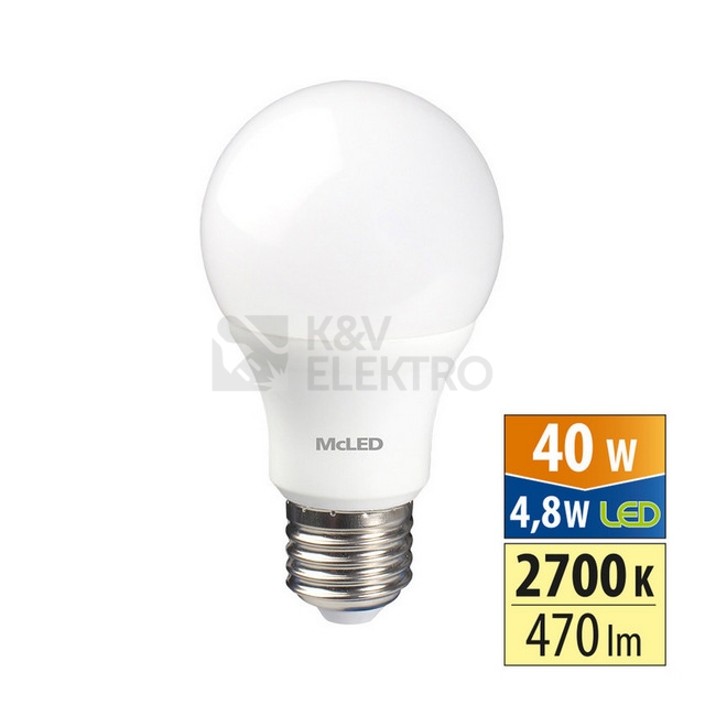 Obrázek produktu LED žárovka E27 McLED 4,8W (40W) teplá bílá (2700K) ML-321.096.87.0 0